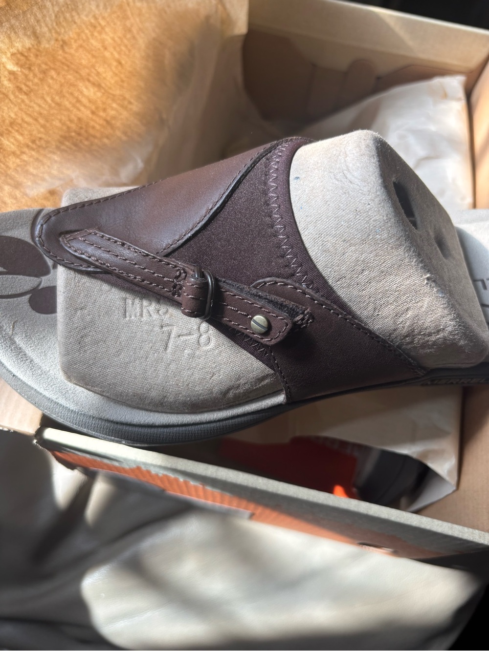 Merrell NEW Brown Leather Slip-On Sandal